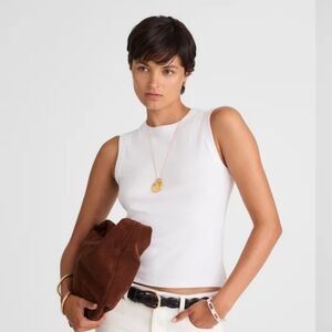 Madwell The '90s Crew Neck Tank in Compact Cotton NW935 Size M NWT White